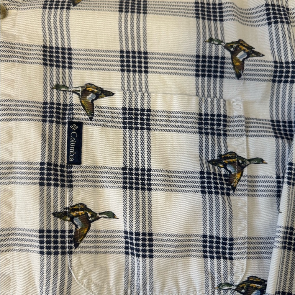Columbia Duck Print Button Down Shirt Men’s Size L 100% Cotton - Picture 6 of 8